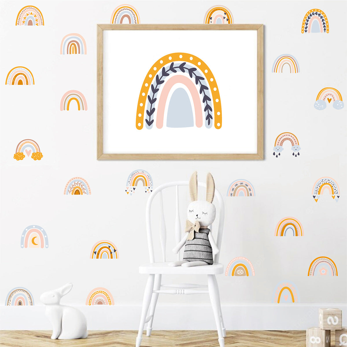 36Pcs/Set Boho Cartoon Rainbow Wall Stickers for Kids Room Girls Bedroom Wall Decor Removable PVC Wall Decals (No EN71 Certification) 36Pcs/Set Boho Cartoon Rainbow Wall Stickers for Kids Room Girls Bedroom Wall Decor Removable PVC Wall Decals (No EN71 Certification)